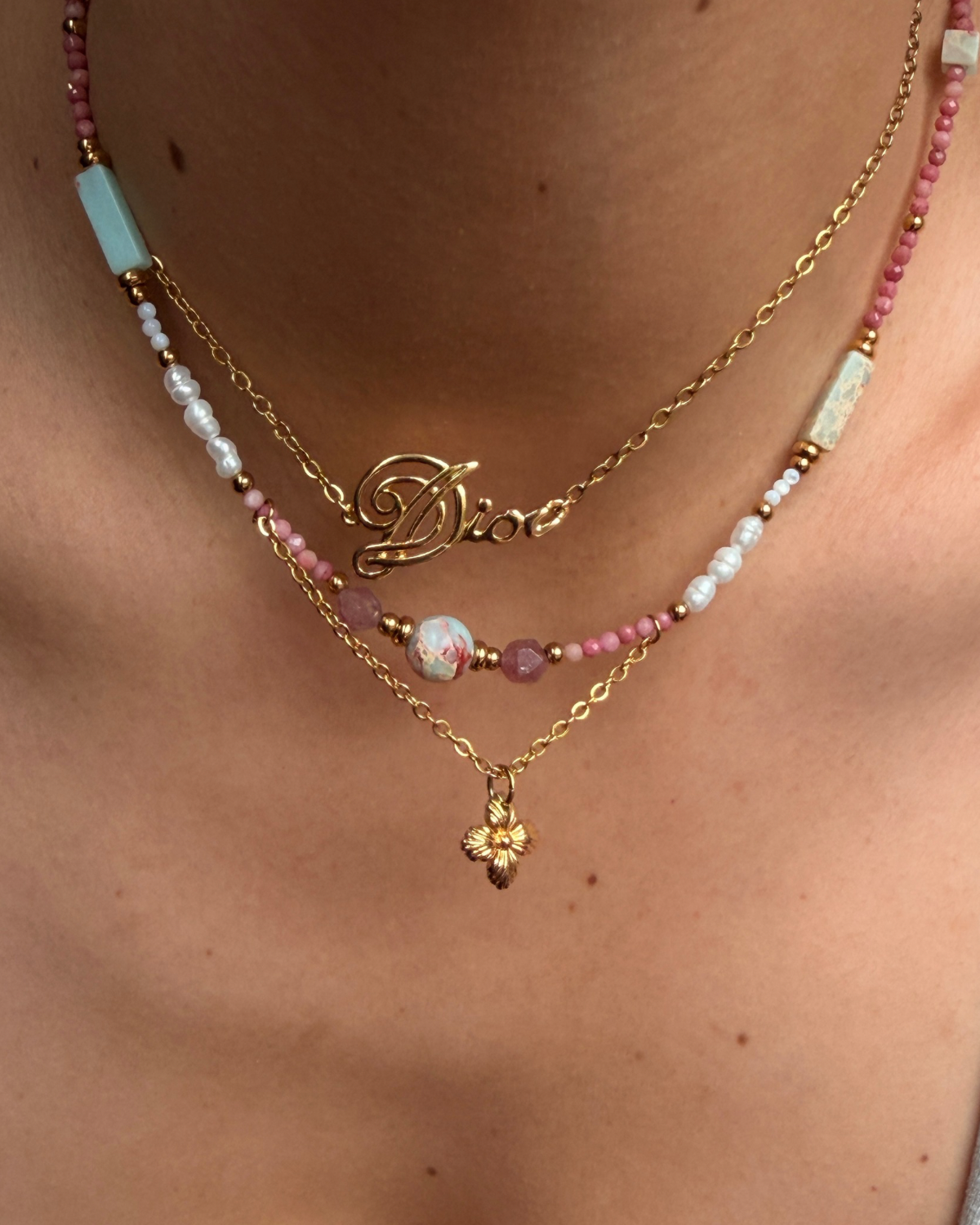 Authentic Louis Vuitton Blooming Pendant - Reworked Stone Necklace