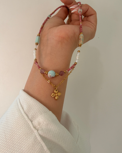 Authentic Louis Vuitton Blooming Pendant - Reworked Stone Necklace