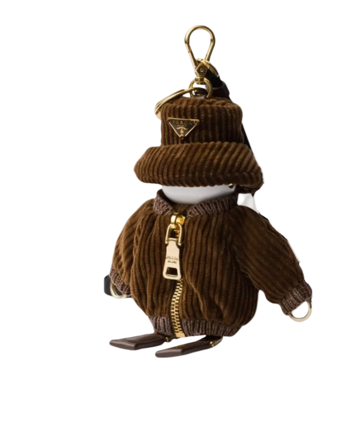 Authentic Prada Robot Bag Charm – Brown Corduroy