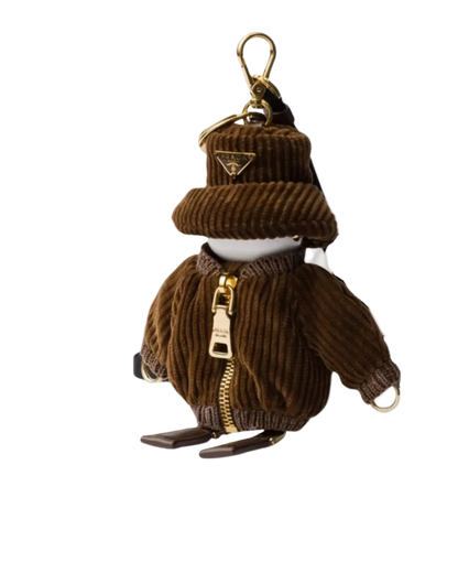 Authentic Prada Robot Bag Charm – Brown Corduroy