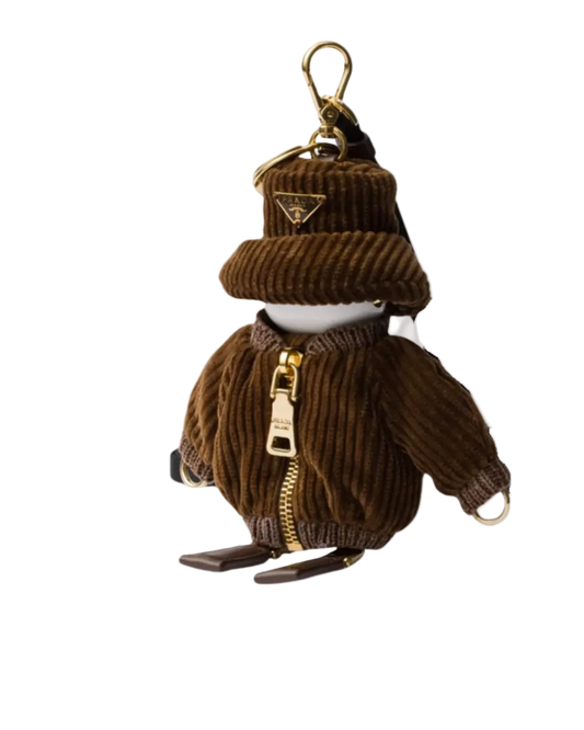 Authentic Prada Robot Bag Charm – Brown Corduroy