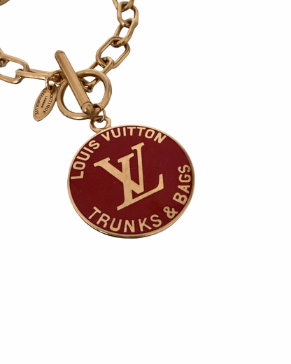 Authentic Louis Vuitton Red Pendant-Repurposed Bracelet