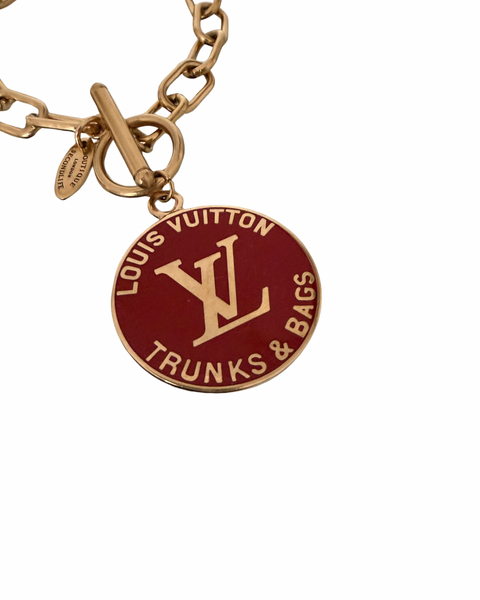 Authentic Louis Vuitton Red Pendant-Repurposed Bracelet