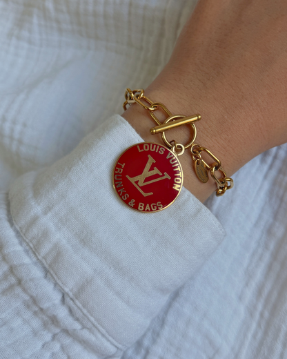Authentic Louis Vuitton Red Pendant-Repurposed Bracelet