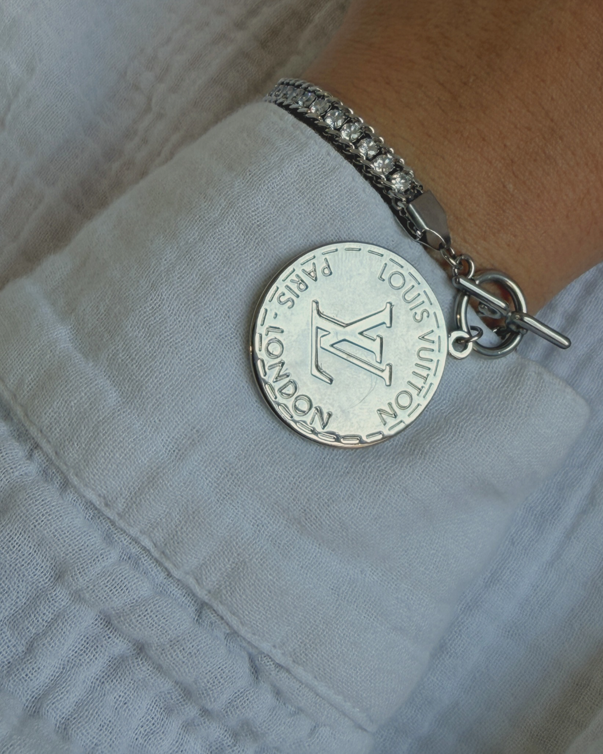 Authentic Louis Vuitton Silver Pendant-Repurposed Bracelet