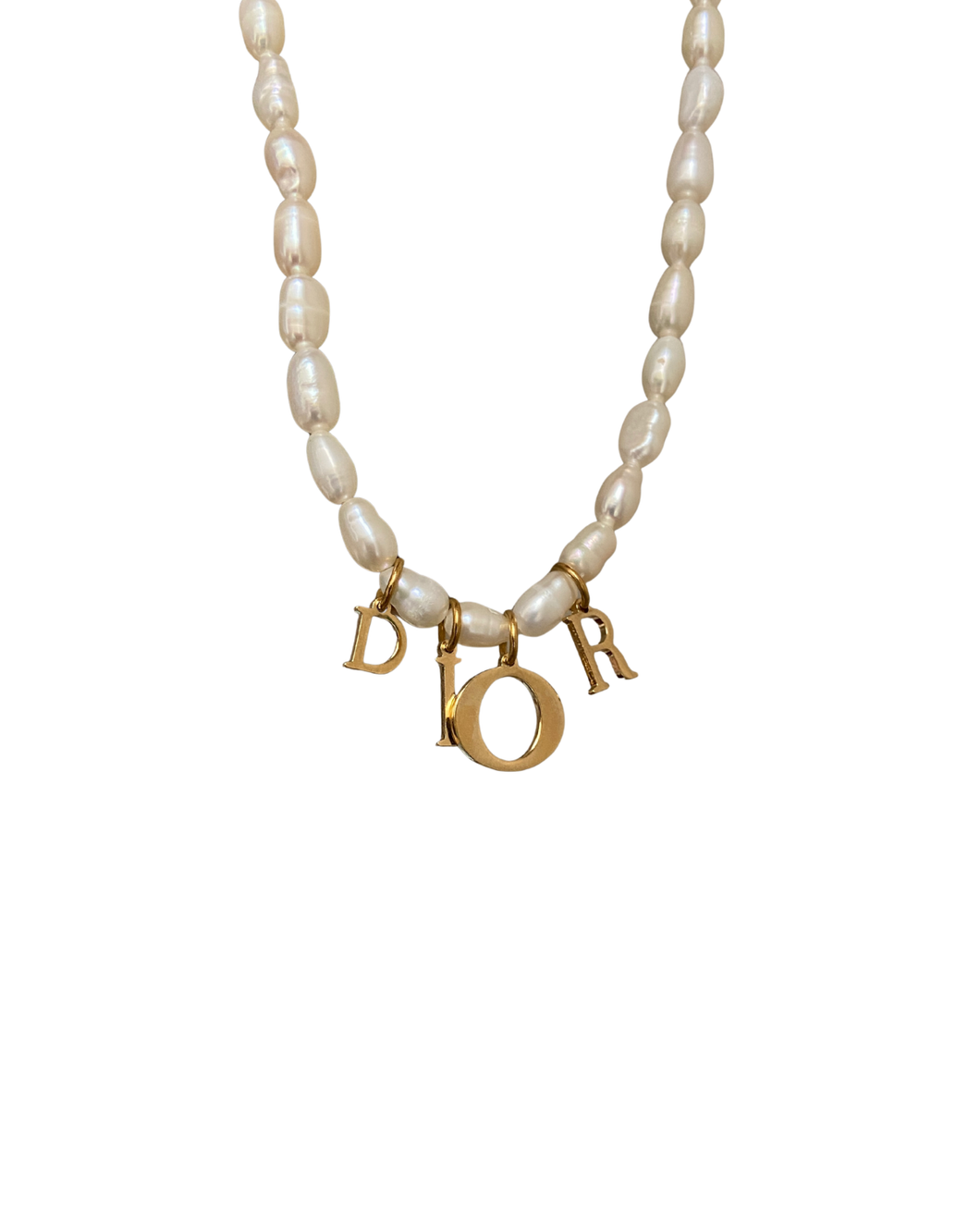 Authentic Dior Spelt out mise pendant - Reworked Pearls Necklace