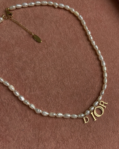 Authentic Dior Spelt out mise pendant - Reworked Pearls Necklace