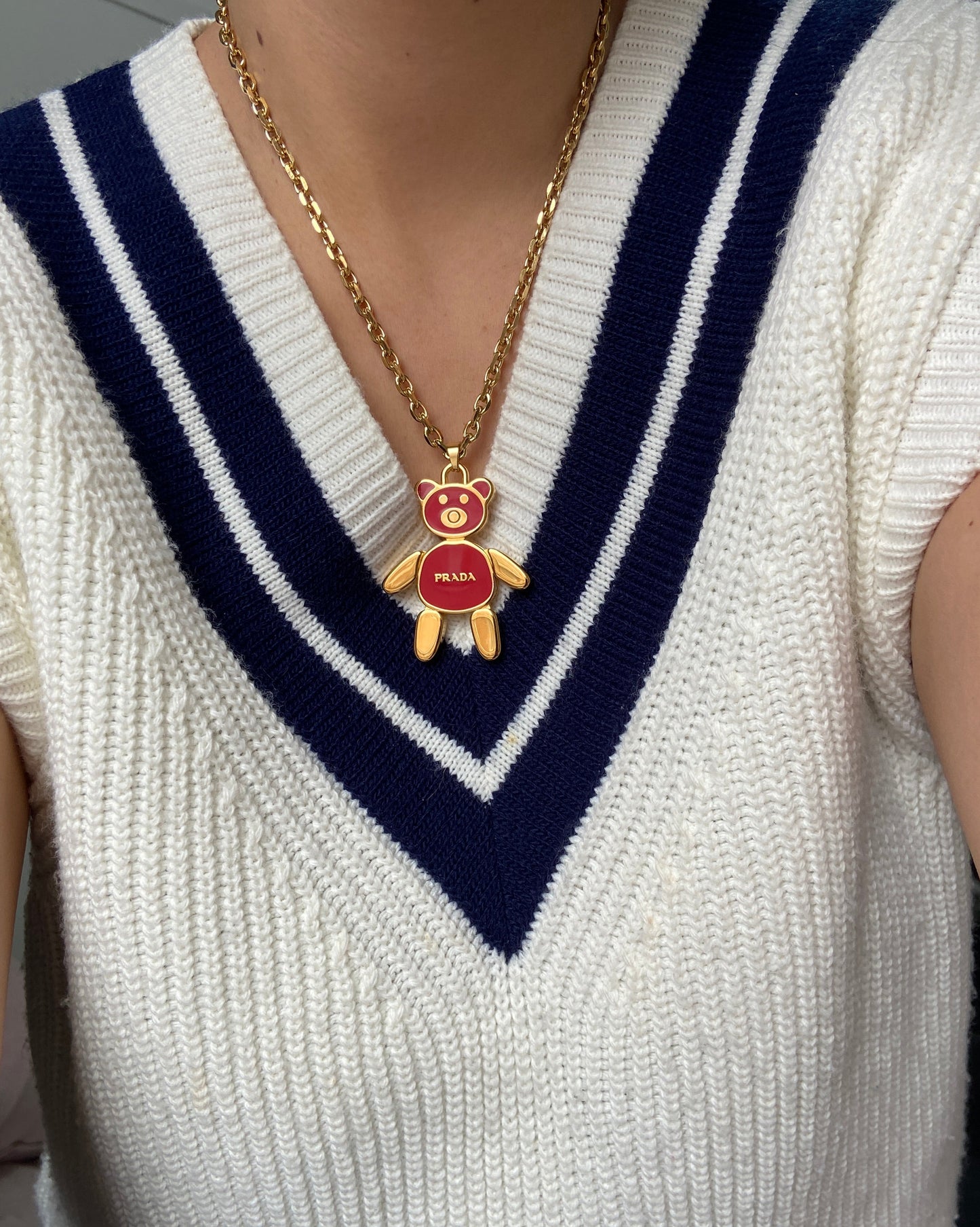 Authentic Prada Orsetto Bear Pendant Reworked Necklace  - Gift Edition