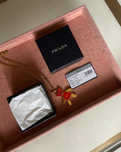 Authentic Prada Orsetto Bear Pendant Reworked Necklace  - Gift Edition