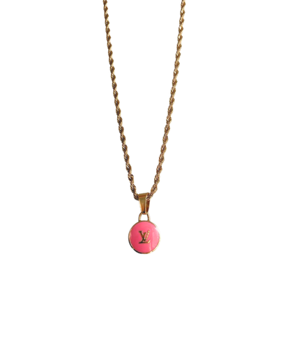 Authentic Louis Vuitton Rose Logo Pendant- Necklace