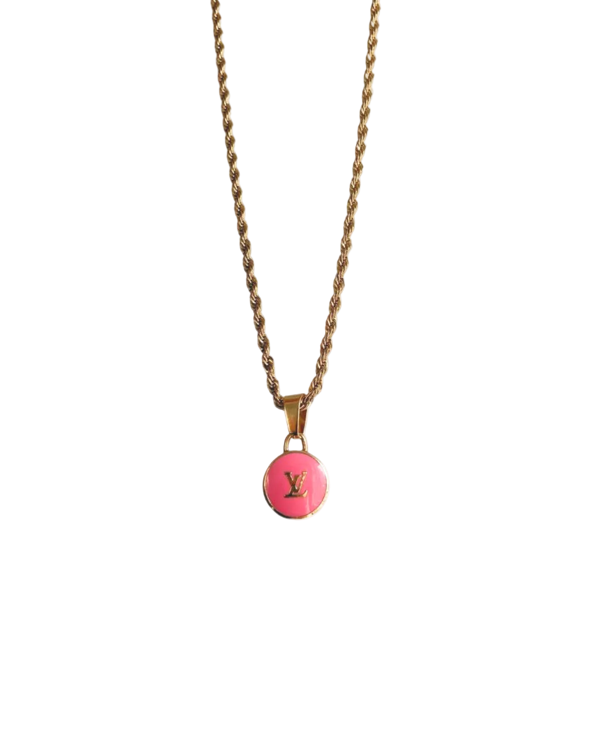 Authentic Louis Vuitton Rose Logo Pendant- Necklace