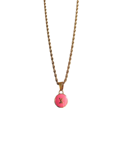 Authentic Louis Vuitton Rose Logo Pendant- Necklace