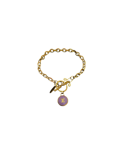 Authentic Louis Vuitton Logo Purple Pastilles  Pendant- Bracelet