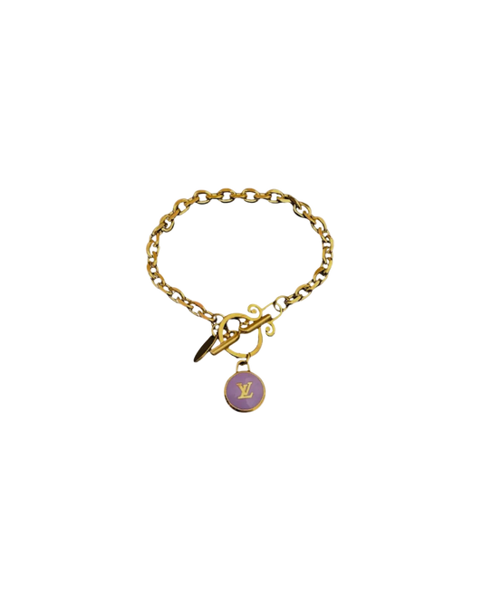 Authentic Louis Vuitton Logo Purple Pastilles  Pendant- Bracelet