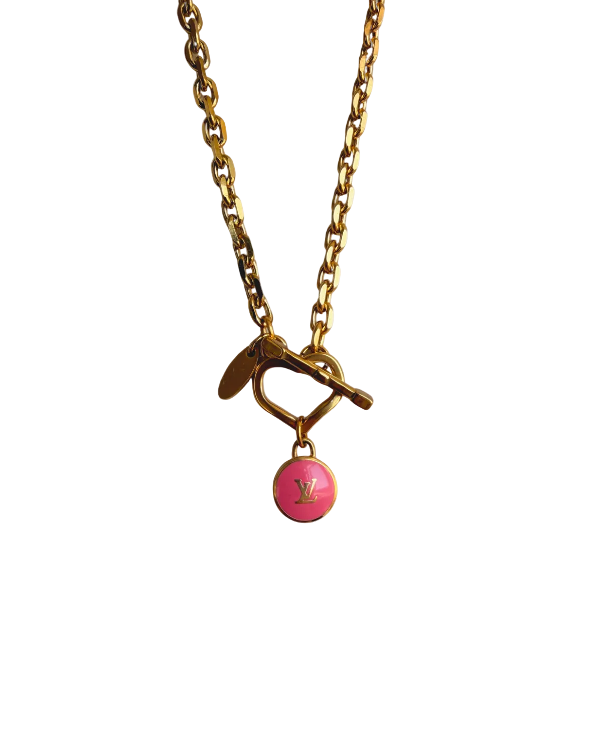 Authentic Louis Vuitton Rose Logo Pendant- Necklace
