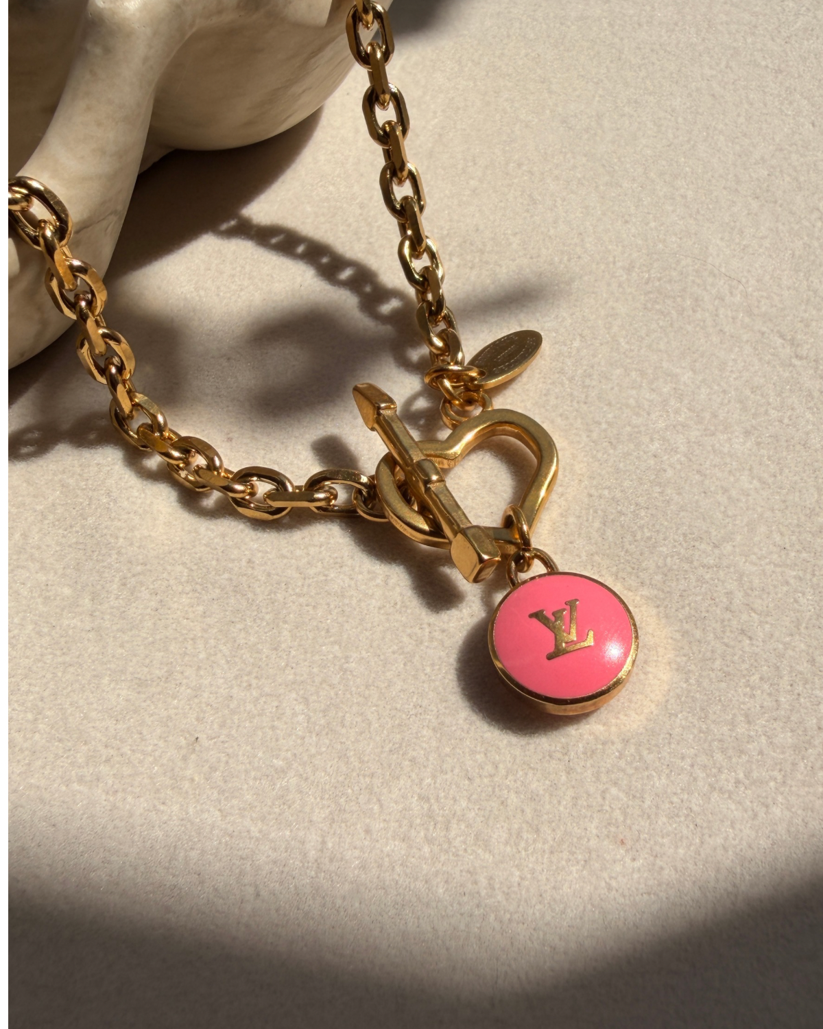 Authentic Louis Vuitton Rose Logo Pendant- Necklace