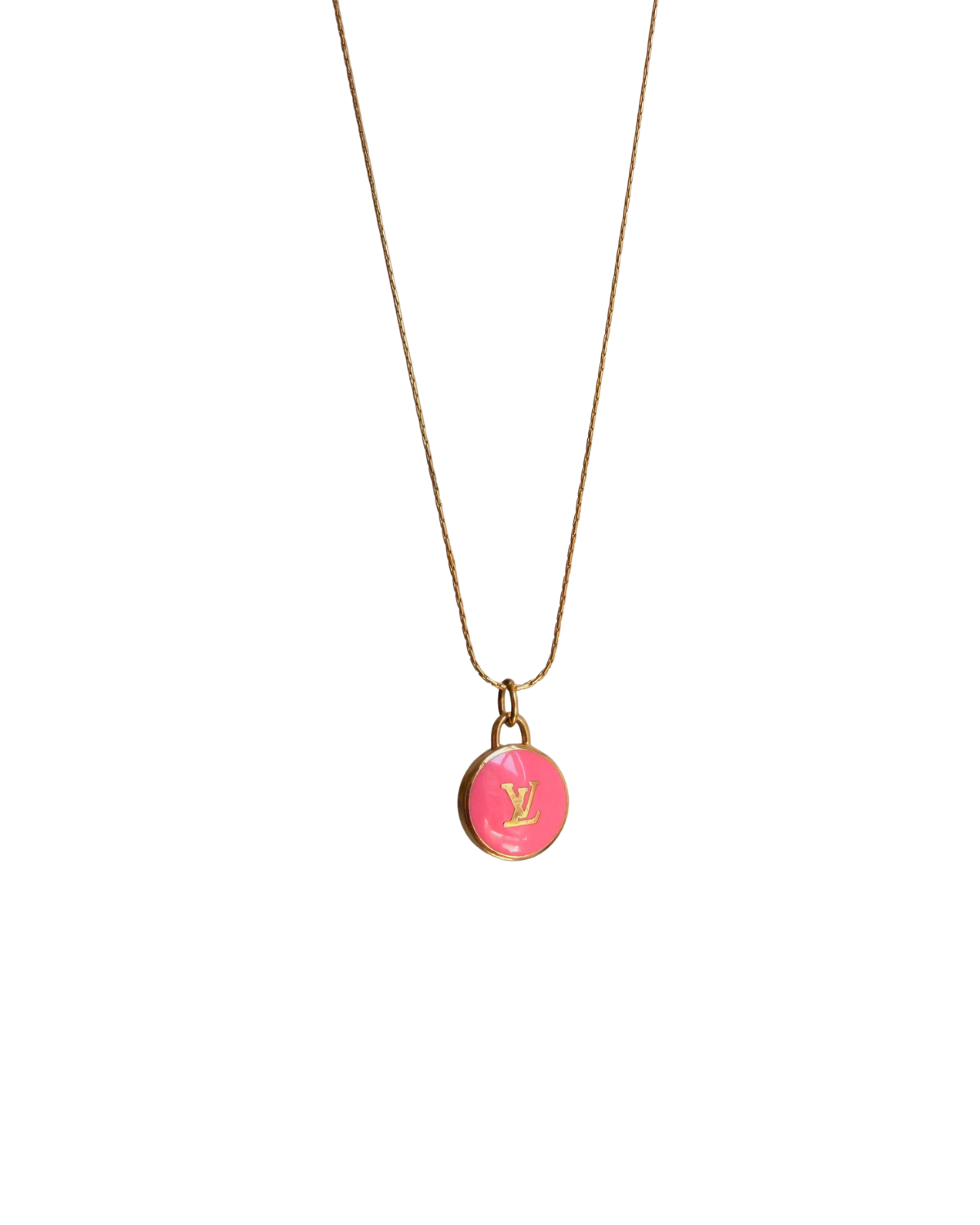 Authentic Louis Vuitton Rose Logo Pendant- Necklace