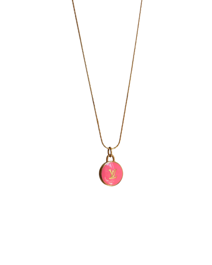 Authentic Louis Vuitton Rose Logo Pendant- Necklace