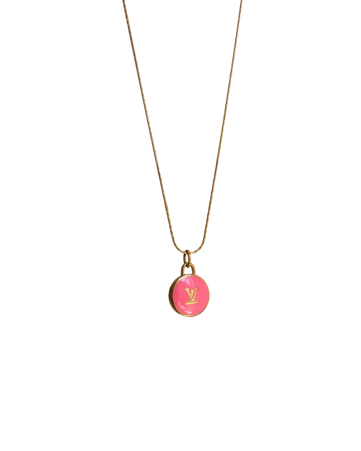 Authentic Louis Vuitton Rose Logo Pendant- Necklace
