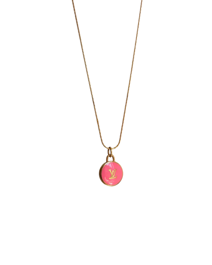 Authentic Louis Vuitton Rose Logo Pendant- Necklace