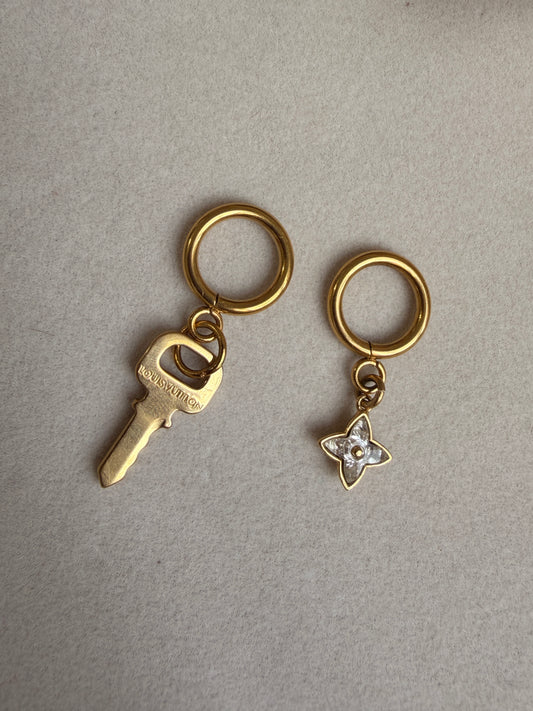 Custom Reworked LV Key Pendant & Mother of Diamanté Flower  Pendant