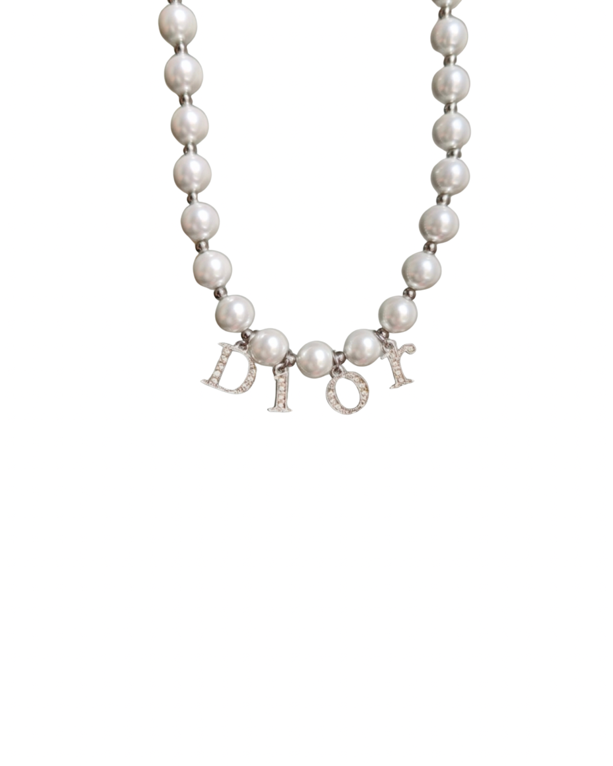 Authentic Dior Spellout  Crystal -  Necklace on Pearls