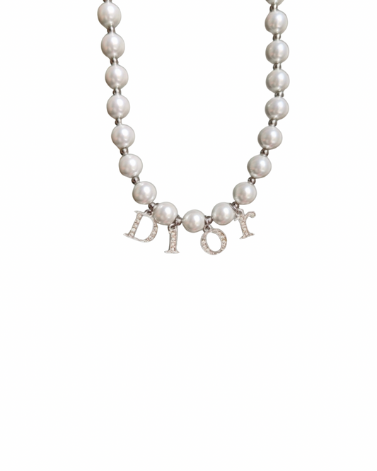 Authentic Dior Spellout  Crystal -  Necklace on Pearls