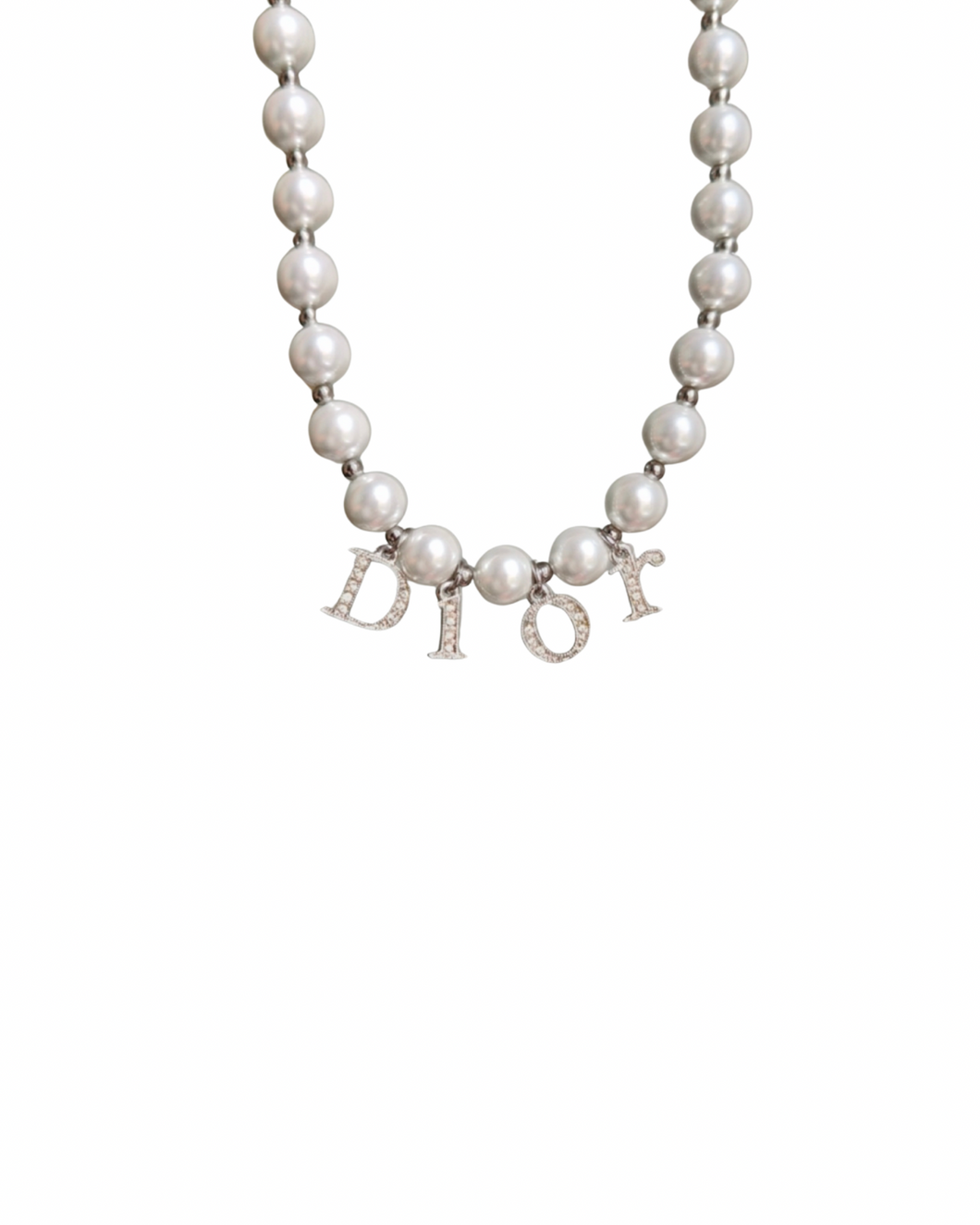 Authentic Dior Spellout  Crystal -  Necklace on Pearls