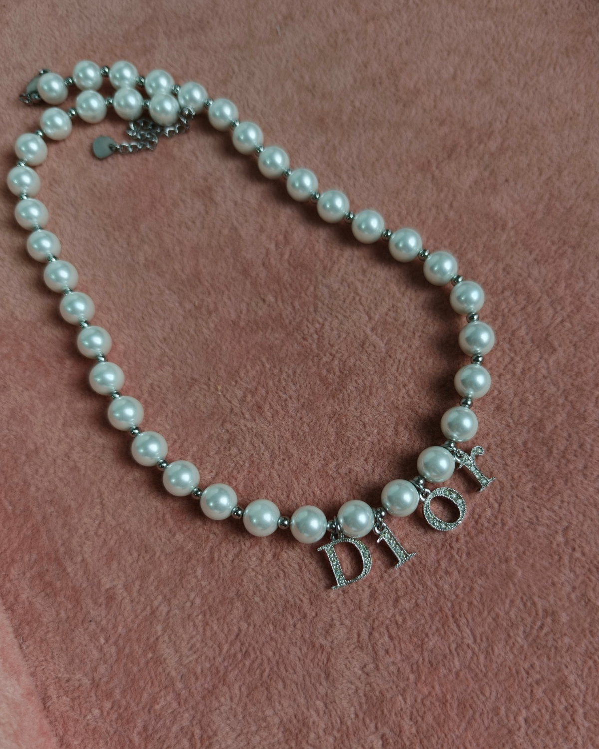 Authentic Dior Spellout  Crystal -  Necklace on Pearls