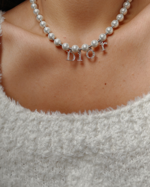Authentic Dior Spellout  Crystal -  Necklace on Pearls