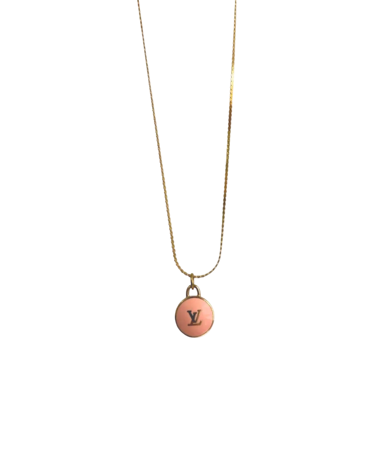 Authentic Louis Vuitton Logo Peach Pendant- Necklace