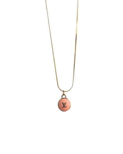 Authentic Louis Vuitton Logo Peach Pendant- Necklace
