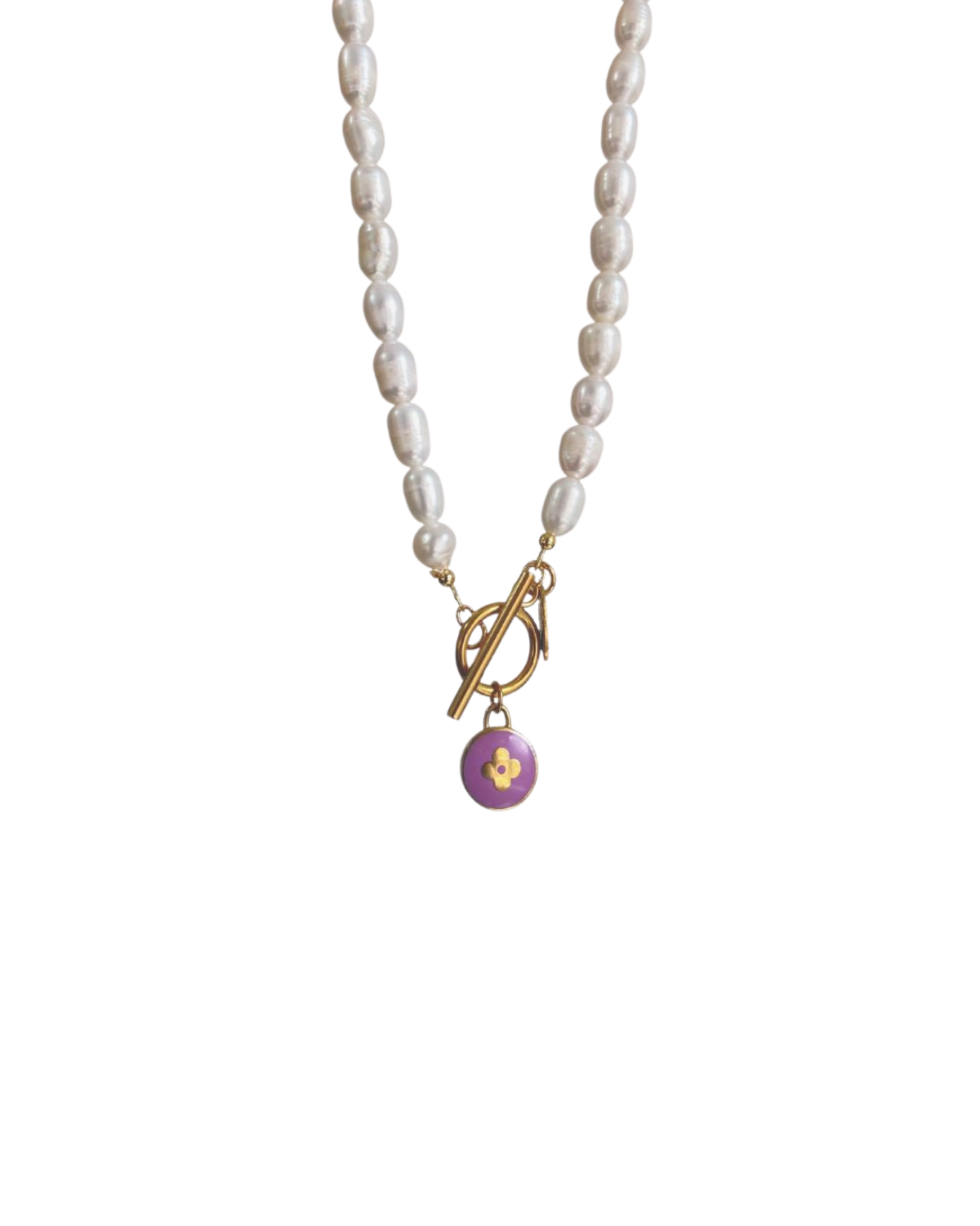 Authentic Louis Vuitton Purple Pendant Pastilles- Pearls Necklace