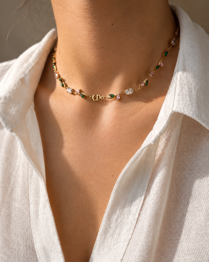 Authentic Dior CD Pendant- Jardin de Tulipes Necklace