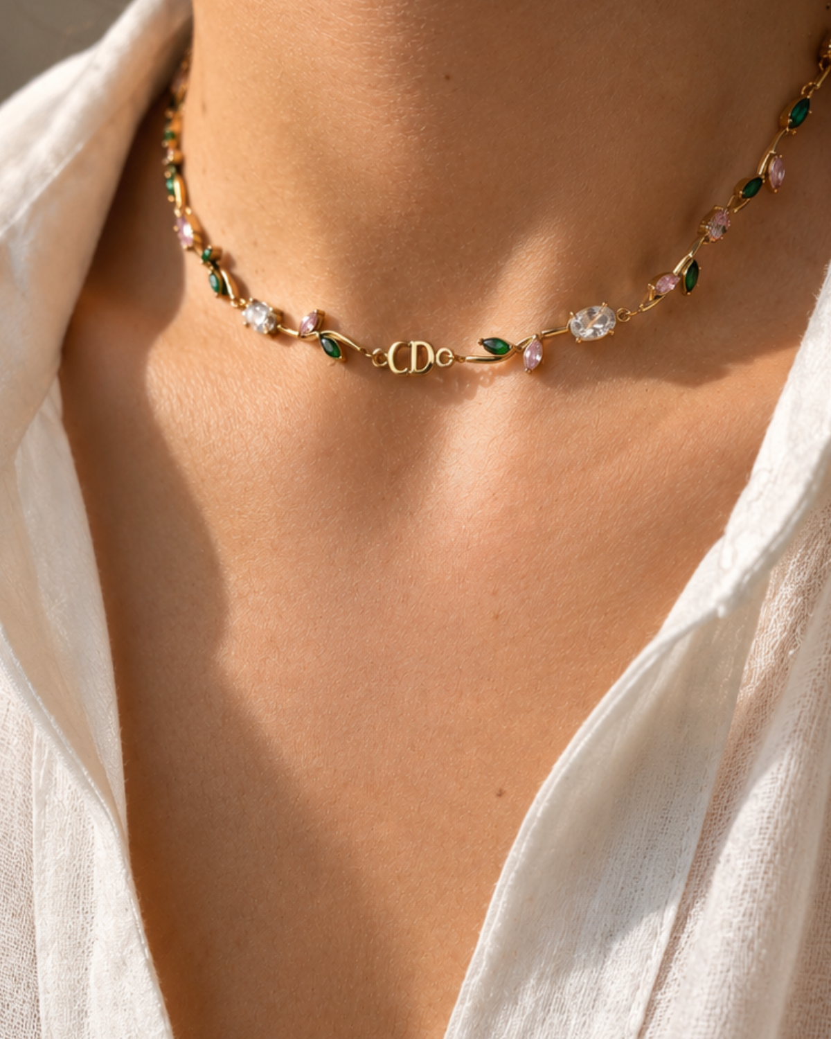 Authentic Dior CD Pendant- Jardin de Tulipes Necklace