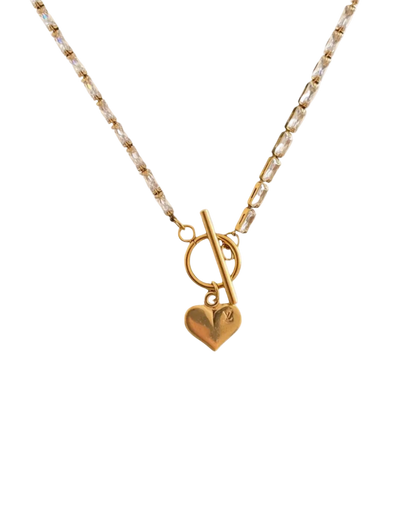 Authentic Louis Vuitton Pendant Heart  Reworked Diamante Necklace