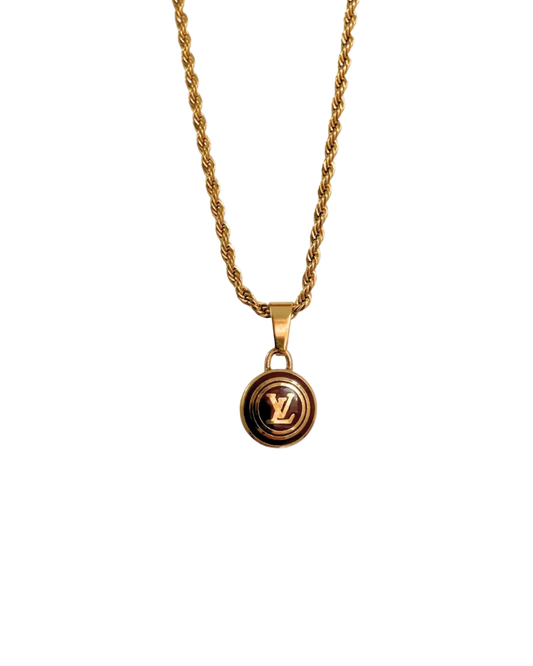 Authentic Louis Vuitton Logo Pastilles Pendant Necklace