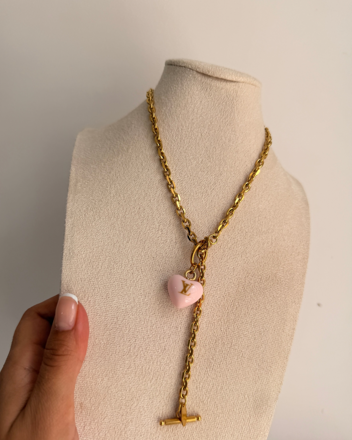 Authentic Louis Vuitton Minicharm Rose Heart Reworked Necklace