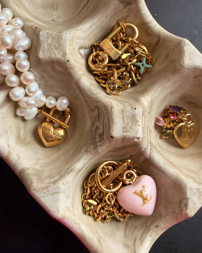 Authentic Louis Vuitton Minicharm Rose Heart Reworked Necklace