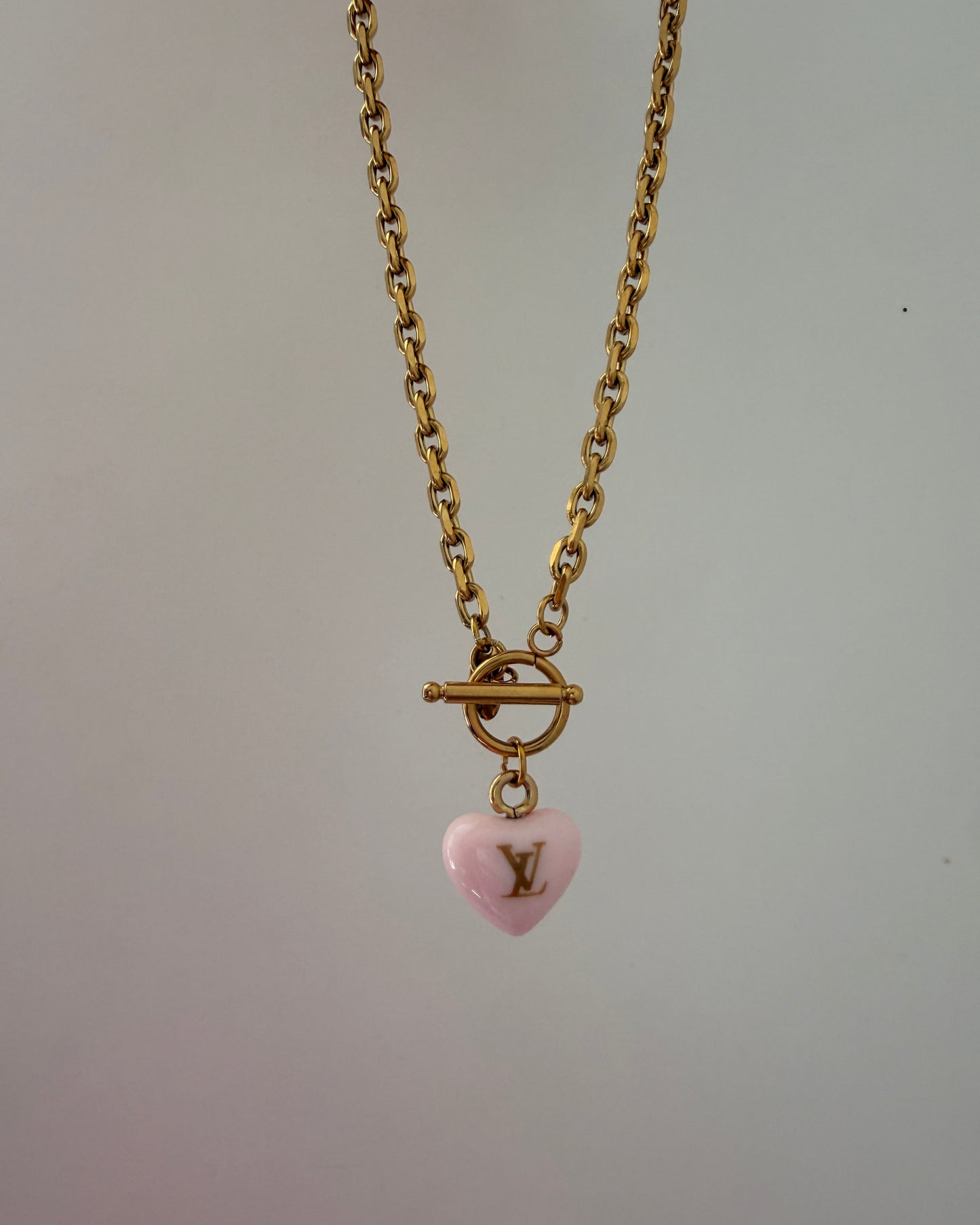 Authentic Louis Vuitton Minicharm Rose Heart Reworked Necklace