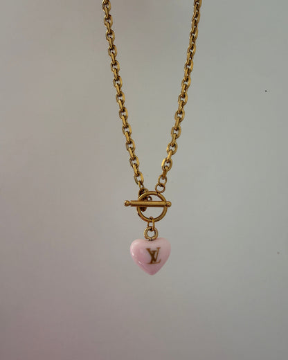Authentic Louis Vuitton Minicharm Rose Heart Reworked Necklace