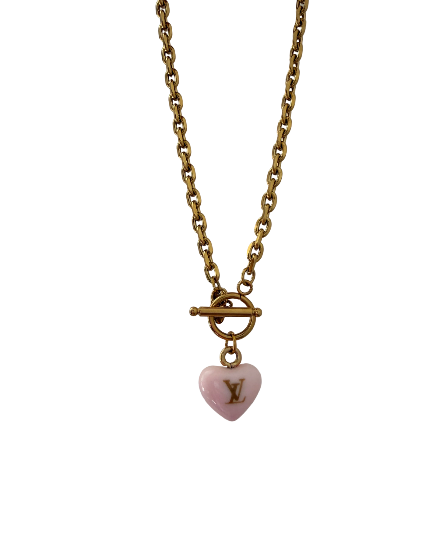 Authentic Louis Vuitton Minicharm Rose Heart Reworked Necklace