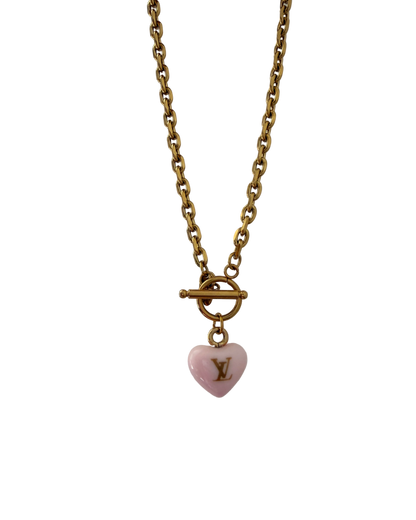 Authentic Louis Vuitton Minicharm Rose Heart Reworked Necklace
