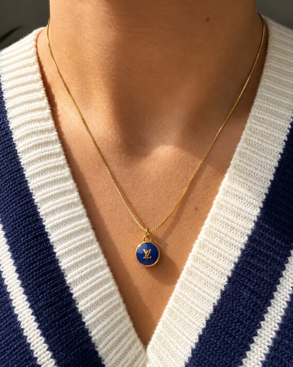 Authentic Louis Vuitton Pendant Logo Blue dark Pastilles