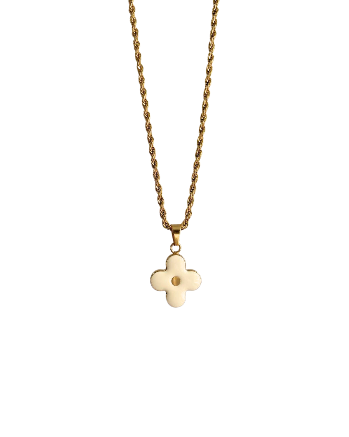 Authentic Louis Vuitton White Round Pendant- Necklace