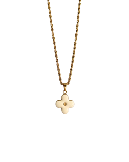 Authentic Louis Vuitton White Round Pendant- Necklace
