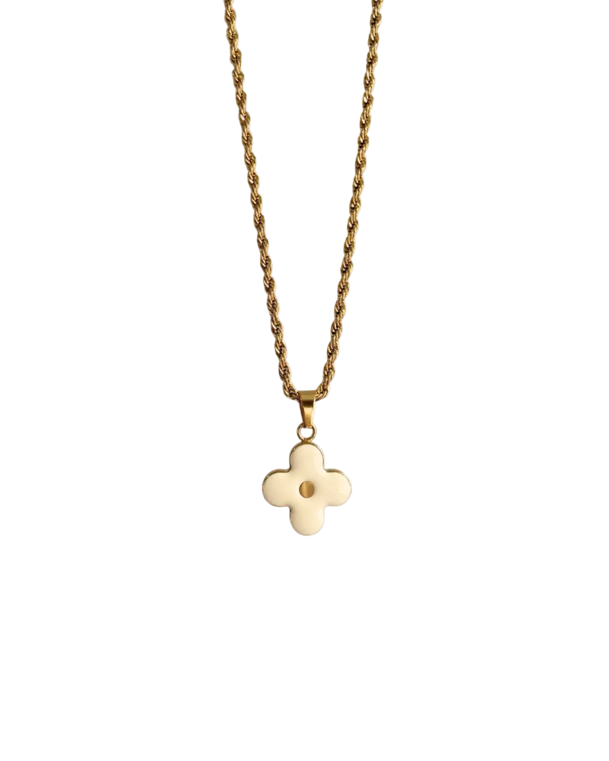 Authentic Louis Vuitton White Round Pendant- Necklace