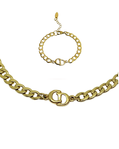 Authentic Dior CD initials Pendant- Reworked Set Choker & Bracelet