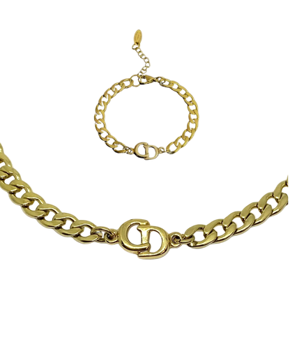 Authentic Dior CD initials Pendant- Reworked Set Choker & Bracelet