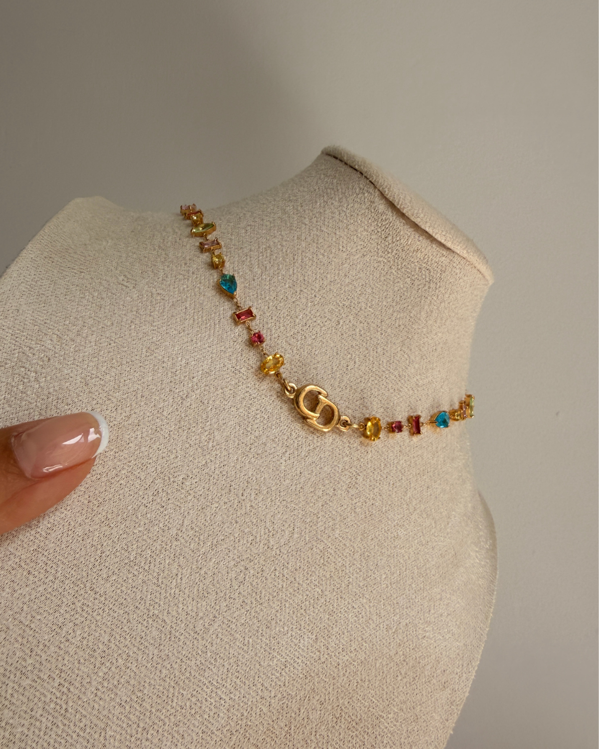 Authentic Dior CD initials Pendant- Reworked Stone Choker